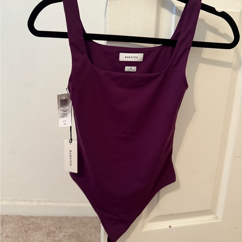 Aritzia Babaton Deep Purple Contour Square Neck Bodysuit